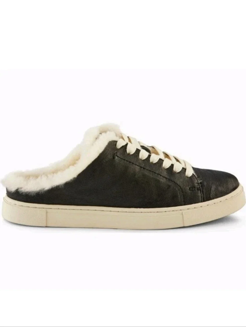 Frye Ivy Shearling Low Lace Sneaker Black Women's Size 8.5 Anthracite